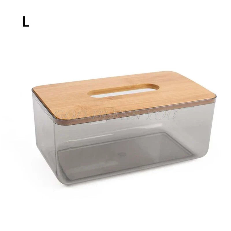 Tissue Box with Wooden Lid – Bamboo and Plastic Holder 🌿🌿