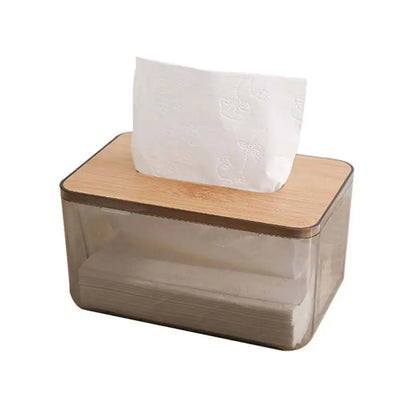 Tissue Box with Wooden Lid – Bamboo and Plastic Holder 🌿🌿