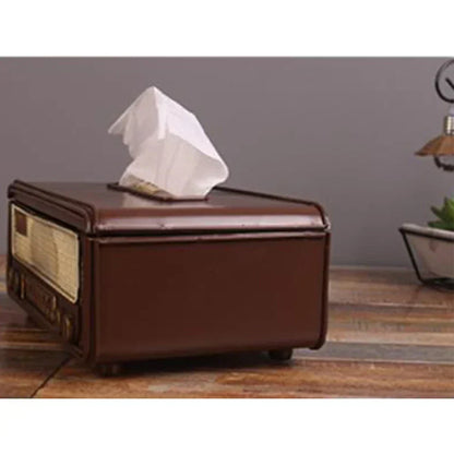 🎁 Retro Radio-Shaped Tissue Box – Tissue and Napkin Holder for Home, Bar, or Office