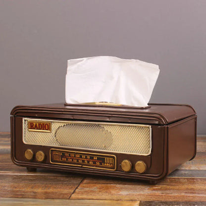 🎁 Retro Radio-Shaped Tissue Box – Tissue and Napkin Holder for Home, Bar, or Office