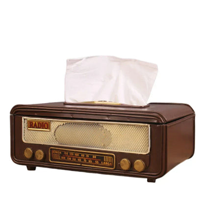 🎁 Retro Radio-Shaped Tissue Box – Tissue and Napkin Holder for Home, Bar, or Office