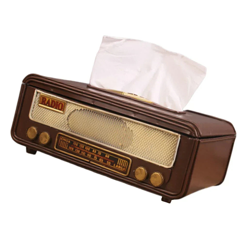 🎁 Retro Radio-Shaped Tissue Box – Tissue and Napkin Holder for Home, Bar, or Office