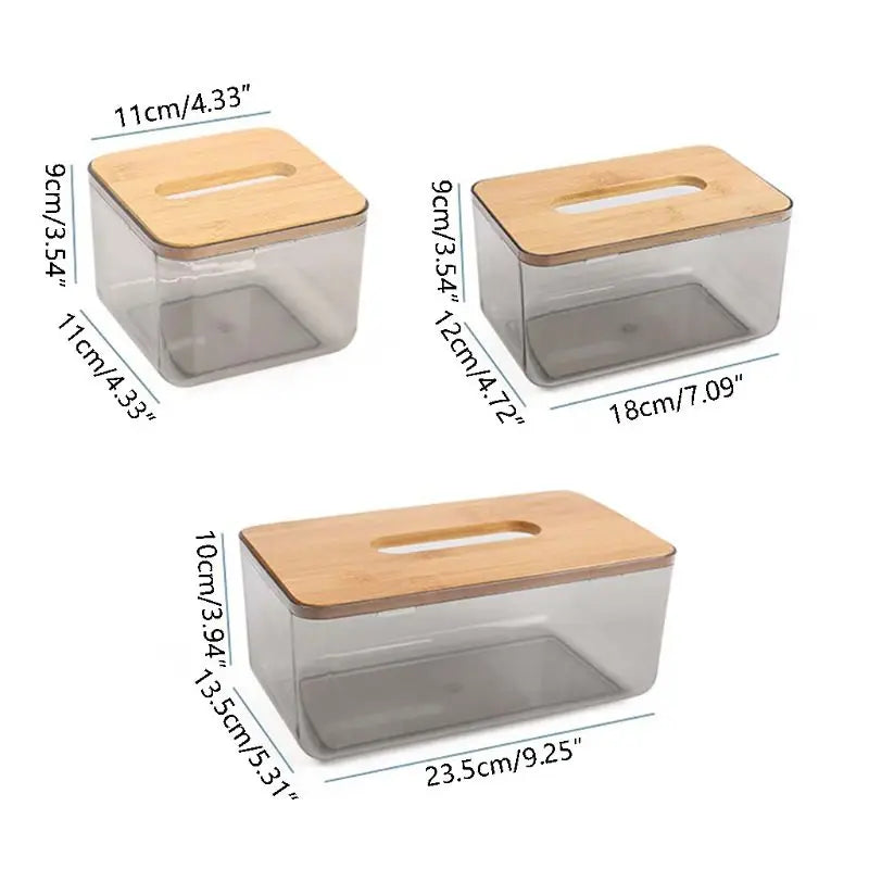 Tissue Box with Wooden Lid – Bamboo and Plastic Holder 🌿🌿
