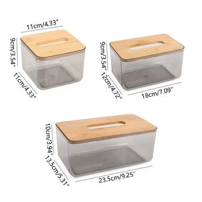 Tissue Box with Wooden Lid – Bamboo and Plastic Holder 🌿🌿