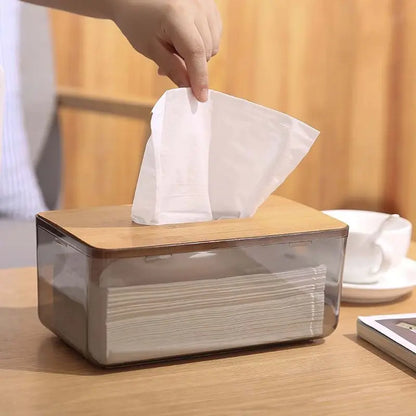 Tissue Box with Wooden Lid – Bamboo and Plastic Holder 🌿🌿