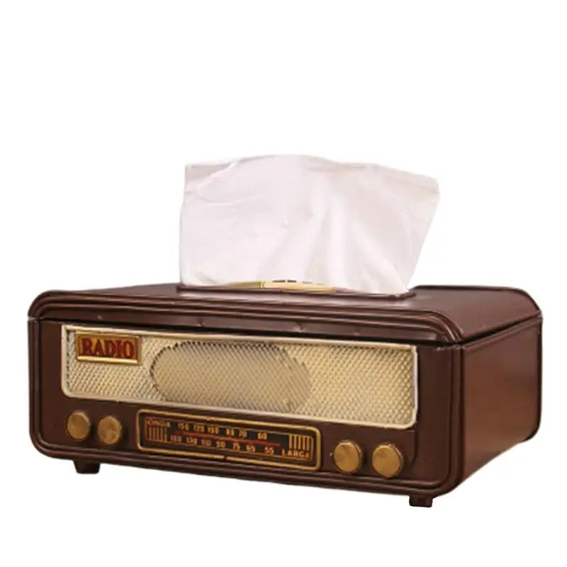 🎁 Retro Radio-Shaped Tissue Box – Tissue and Napkin Holder for Home, Bar, or Office