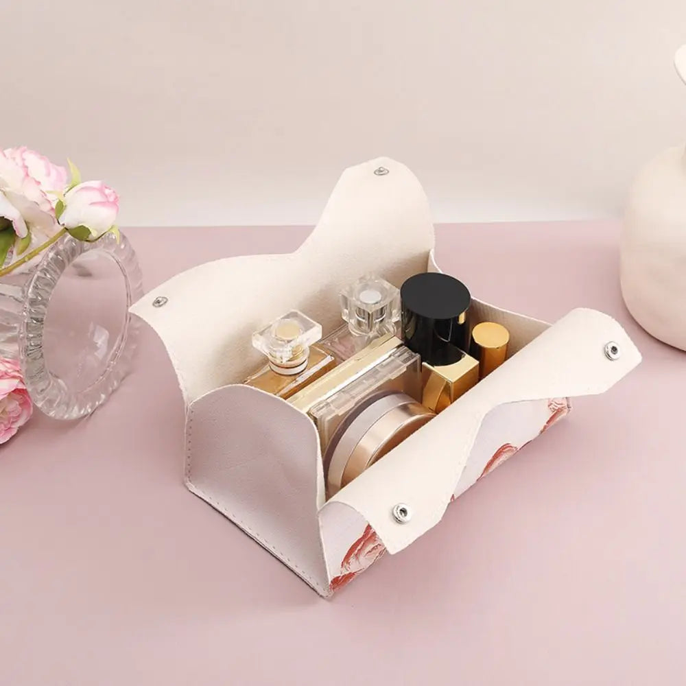 🎀 Creative Pink Leather Tissue Box – 🎀 Durable Paper Towel Holder