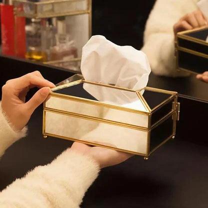 ✨Luxury Tissue Box with Mirror – Waterproof Paper Towel Holder✨