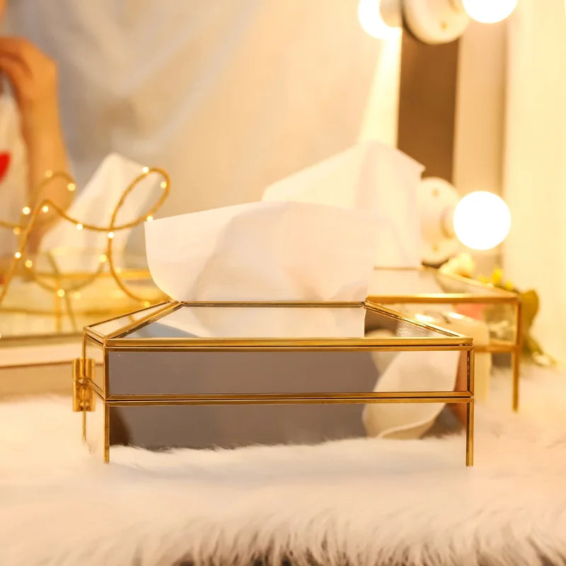 ✨Luxury Tissue Box with Mirror – Waterproof Paper Towel Holder✨