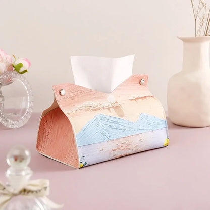 🎀 Creative Pink Leather Tissue Box – 🎀 Durable Paper Towel Holder