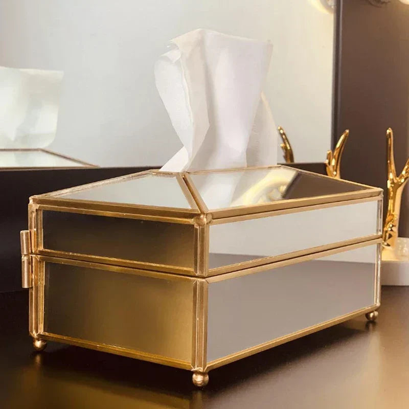 ✨Luxury Tissue Box with Mirror – Waterproof Paper Towel Holder✨