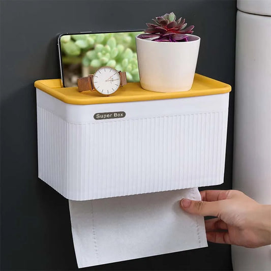 🚿 Waterproof Toilet Paper Holder – Wall-Mounted with Storage Compartment