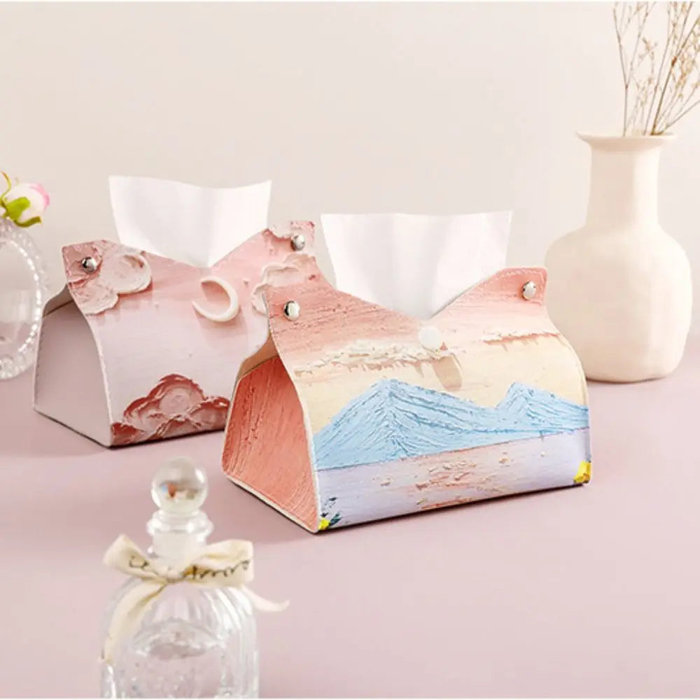 🎀 Creative Pink Leather Tissue Box – 🎀 Durable Paper Towel Holder