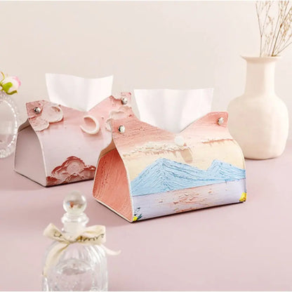 🎀 Creative Pink Leather Tissue Box – 🎀 Durable Paper Towel Holder