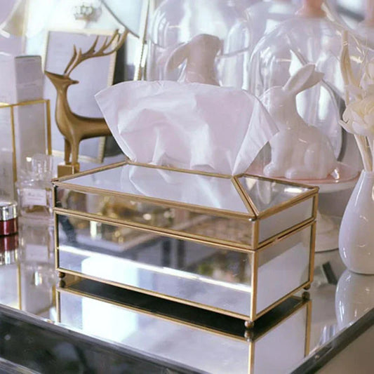 ✨Luxury Tissue Box with Mirror – Waterproof Paper Towel Holder✨